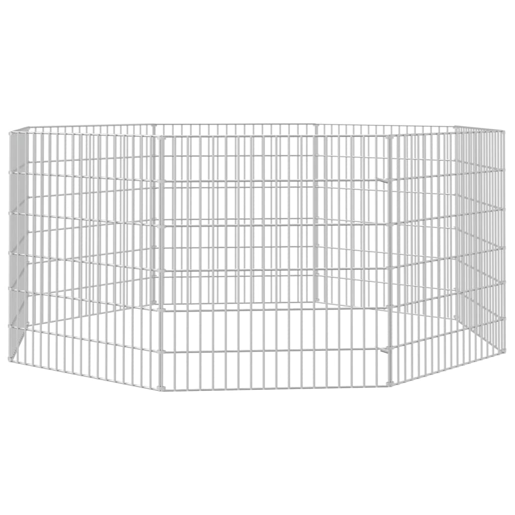 vidaXL Free Range Animal Enclosure 8-Panel 21.3"x23.6" Galvanized Iron-3
